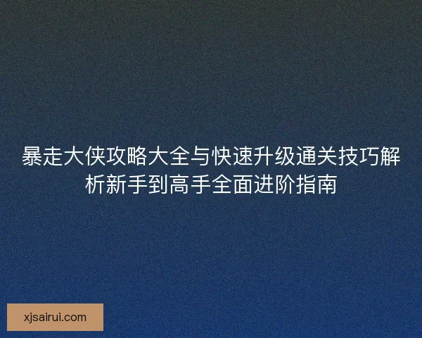 暴走大侠攻略大全与快速升级通关技巧解析新手到高手全面进阶指南